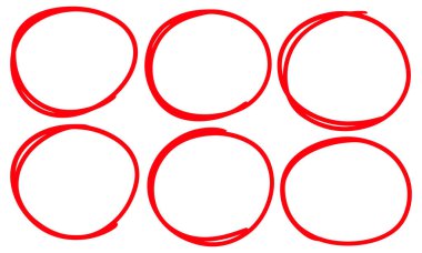 Kalem çizgisi oval set. Oval çerçevede elle çizilmiş işaret şeklinde karalama. Metin vurgusu için yuvarlak çerçeve karala. Vektör illüstrasyonu.