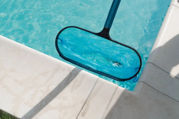 Cleaning Water Surface Outdoor Pool Net — Stock Photo, Image