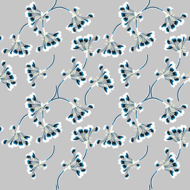 Modern çiçekli vektör kusursuz desen. Arka plan izole edildi. Dijital çizim çizimi. Tekstil kumaşı veya duvar kağıdı, kart, davetiye, dekoratif kağıt olarak kullanılabilir