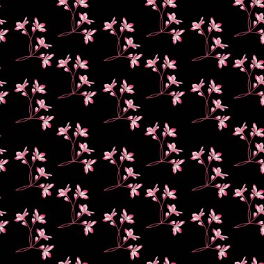 Modern çiçekli vektör kusursuz desen. Arka plan izole edildi. Dijital çizim çizimi. Tekstil kumaşı veya duvar kağıdı, kart, davetiye, dekoratif kağıt olarak kullanılabilir