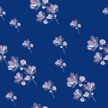 Modern çiçekli vektör kusursuz desen. Arka plan izole edildi. Dijital çizim çizimi. Tekstil kumaşı veya duvar kağıdı, kart, davetiye, dekoratif kağıt olarak kullanılabilir