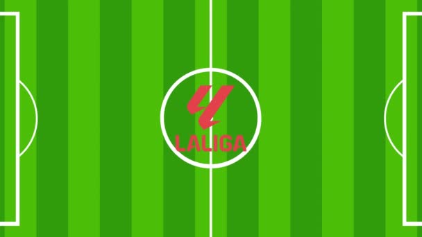 Новая Laliga Красочный Логотип Испанской Системы Профессиональных Футбольных Лиг Зеленое — стоковое видео