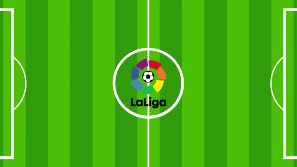 Laliga Colorido Logo Espanhol Sistema Liga Futebol Profissional Campo Verde — Vídeo de Stock