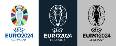 UEFA Euro 2024, Almanya Renkli Siyah ve Beyaz Logo Avrupa profesyonel futbol turnuvası, Vector Illustration Abstract Ediable image