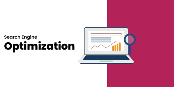 Baner Optymalizacji Wyszukiwarek Nagłówek Seo Online Marketing Analytics Vector Ilustracja — Wektor stockowy