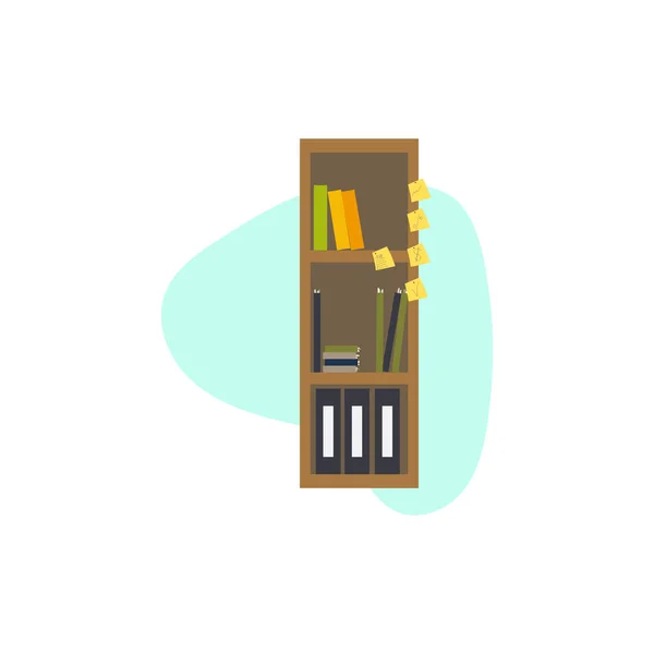 Книжный Шкаф Хранения Догм Офисном Интерьере Векторная Иллюстрация Книжной Полки — стоковый вектор