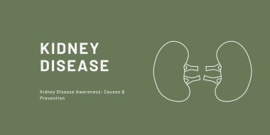 Yeşil Arkaplanda Böbrek Hastalığı Banner 'ı. Metin ve Sağlık ve Sağlık İçin Simgelerle Şık Afişler