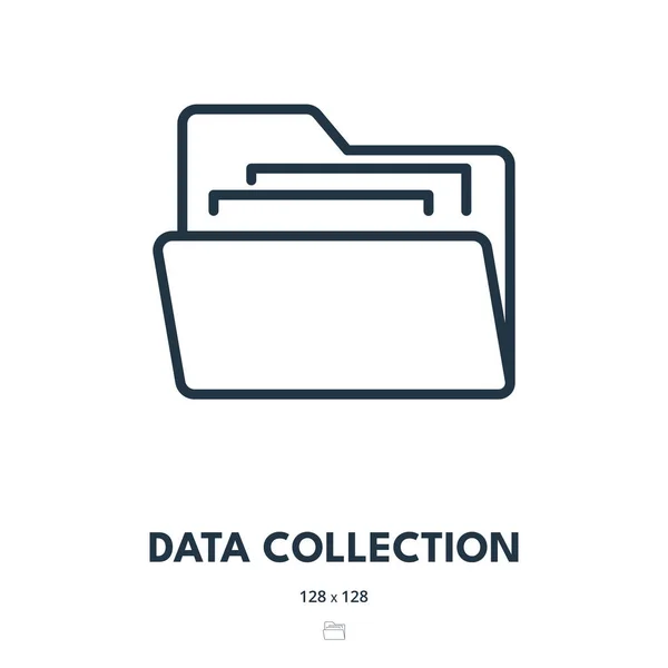 Icono Recolección Datos Carpeta Documento Base Datos Trazo Editable Icono — Archivo Imágenes Vectoriales