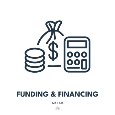 Finansman ve Finansman Simgesi. Yatırım, Kâr, Fon. Düzenlenebilir Vuruş. Basit Vektör Simgesi
