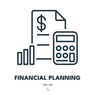 Finansal Planlama Simgesi. Yatırım, Finans, Yönetim. Düzenlenebilir Vuruş. Basit Vektör Simgesi