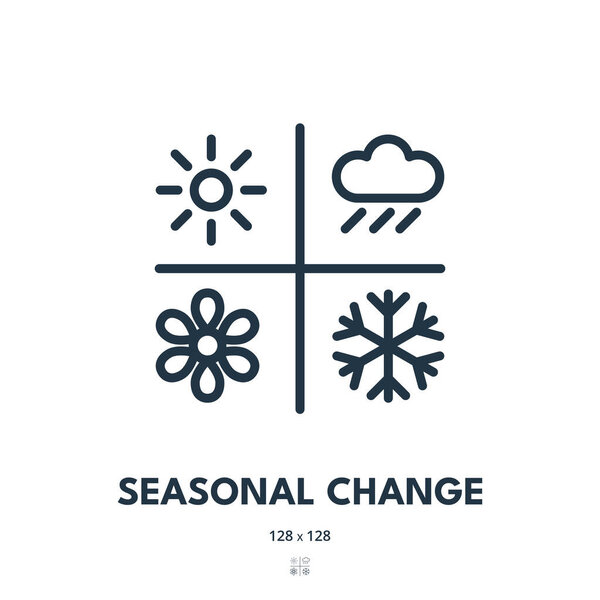 Seasonal Change Icon. Climate, Season, Weather. Editable Stroke. Simple Vector Icon