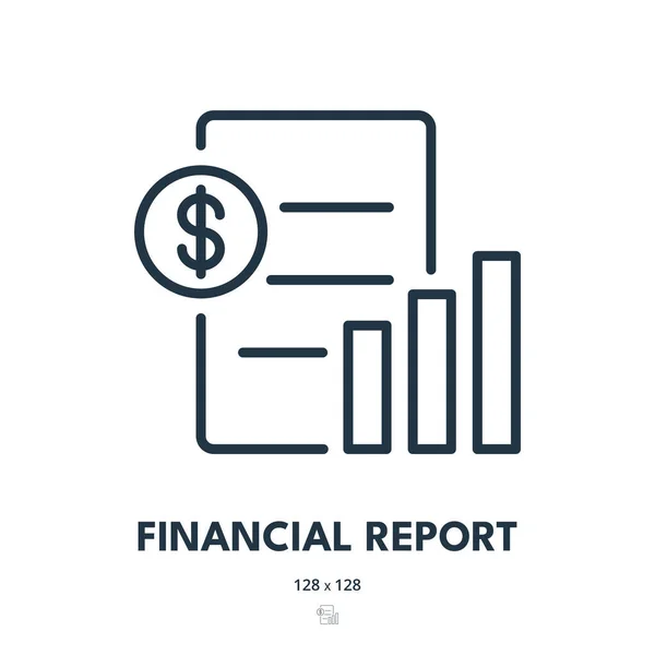 Financieel Verslag Icon Financiën Statistiek Verdiensten Bewerkbare Stroke Eenvoudige Vectoricoon — Stockvector