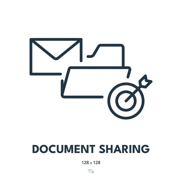 Icono Para Compartir Documentos Archivo Base Datos Carpeta Trazo Editable — Archivo Imágenes Vectoriales