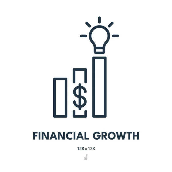 Ikone Des Finanzwachstums Gewinn Einkommen Ertrag Editierbarer Schlaganfall Einfache Vektor — Stockvektor