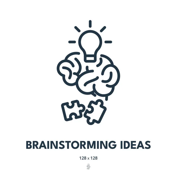 Brainstorming Ideas Icon Lösung Kreativität Gehirn Editierbarer Schlaganfall Einfache Vektor — Stockvektor