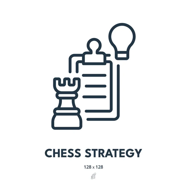 Chess Strategy Icon Checkmate Game Tactics Editable Stroke Simple Vector — Stock Vector