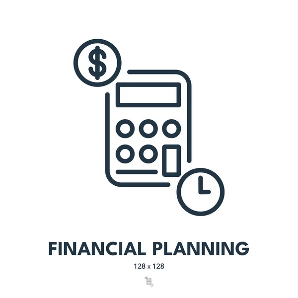 Icono Planificación Financiera Inversión Proyecto Estrategia Trazo Editable Icono Vector — Vector de stock