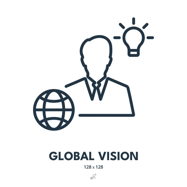 Ikona Globalnej Wizji Globalizacja Globalizacja Idea Edytowalny Stroke Prosta Ikona — Wektor stockowy