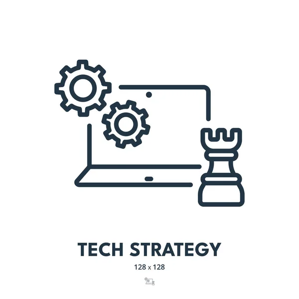 Icono Estrategia Tecnológica Tecnología Alta Tecnología Creativo Trazo Editable Icono — Vector de stock