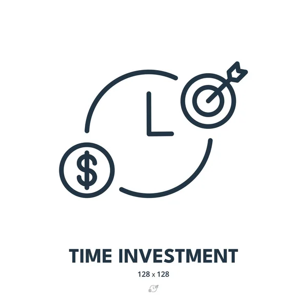 Ikone Der Zeitinvestition Einkommen Einnahmen Einlagen Editierbarer Schlaganfall Einfache Vektor — Stockvektor