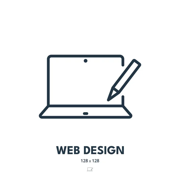 Icono Diseño Web Sitio Web Página Web Desarrollador Trazo Editable — Archivo Imágenes Vectoriales