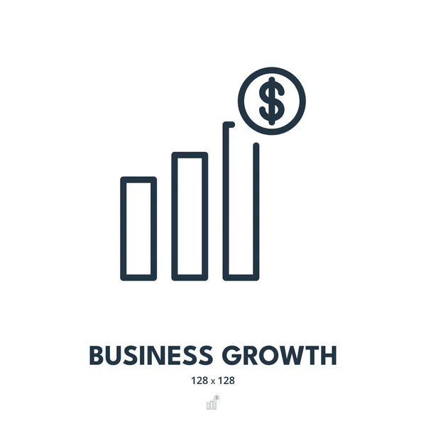 Ikone Des Wirtschaftswachstums Fortschritt Wachstum Profit Editierbarer Schlaganfall Einfache Vektor — Stockvektor