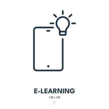 E-Öğrenme Simgesi. Çevrimiçi, Eğitim, Eğitim. Düzenlenebilir Vuruş. Basit Vektör Simgesi
