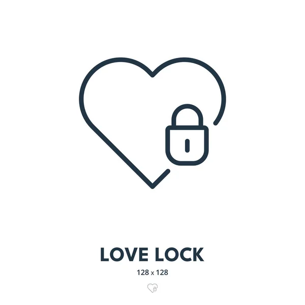 Icona Love Lock Valentine Heart Romantic Ictus Modificabile Icona Vettoriale — Vettoriale Stock