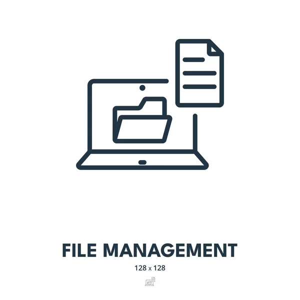 Ikona Zarządzania Plikami Dokument Folder Informacje Edytowalny Stroke Prosta Ikona — Wektor stockowy