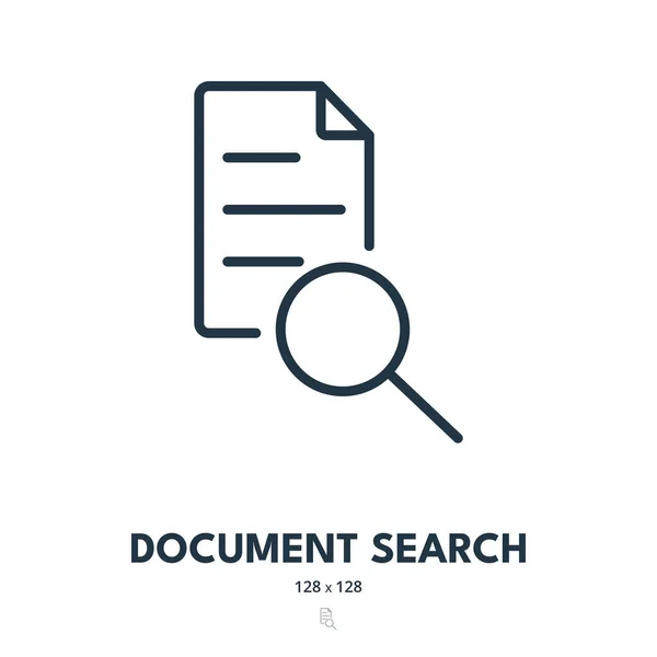 Ikona Wyszukiwania Dokumentów Akta Znajdź Doktorku Edytowalny Stroke Prosta Ikona — Wektor stockowy