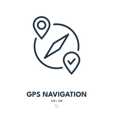 GPS Navigasyon Simgesi. Konum, konum, Pin. Düzenlenebilir Vuruş. Basit Vektör Simgesi