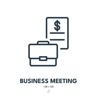 İş Buluşma Simgesi. Çanta, İşadamı, Sunum. Düzenlenebilir Vuruş. Basit Vektör Simgesi