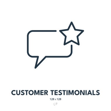 Müşteri Tanıklığı Simgesi. Geri bildirim, İnceleme, Derecelendirme. Düzenlenebilir Vuruş. Basit Vektör Simgesi