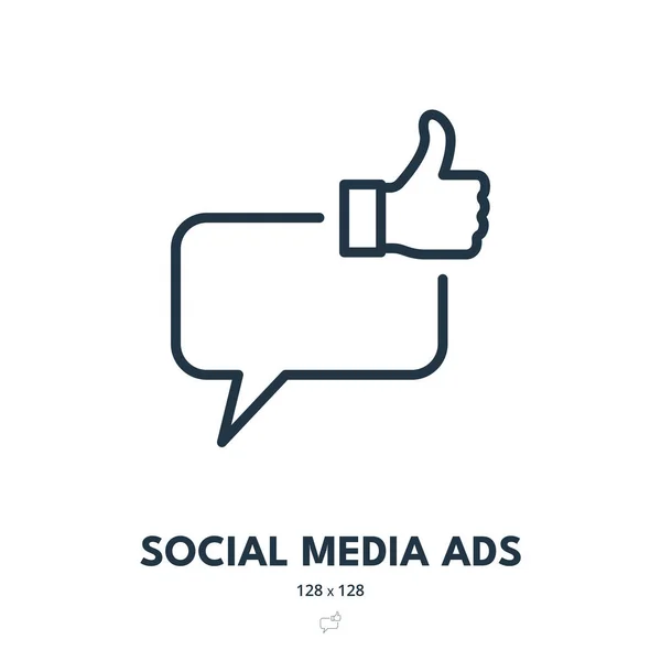 Social Media Ads Icon Advertising Smm Marketing Editable Stroke Simple — Stock Vector