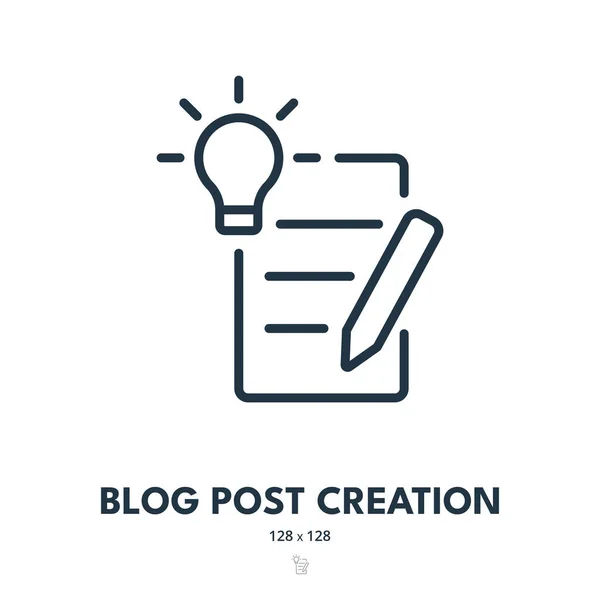 Blog Post Icono Creación Blogging Artículo Contenido Trazo Editable Icono — Vector de stock