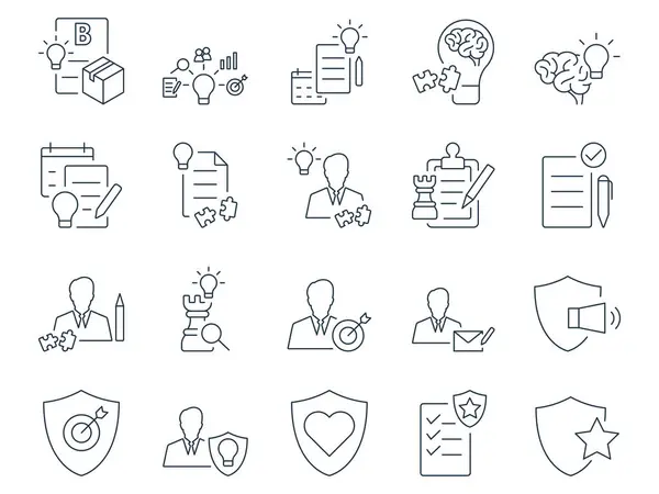 Conjunto Iconos Marca Identidad Posicionamiento Logo Directrices Trazo Editable Iconos — Archivo Imágenes Vectoriales