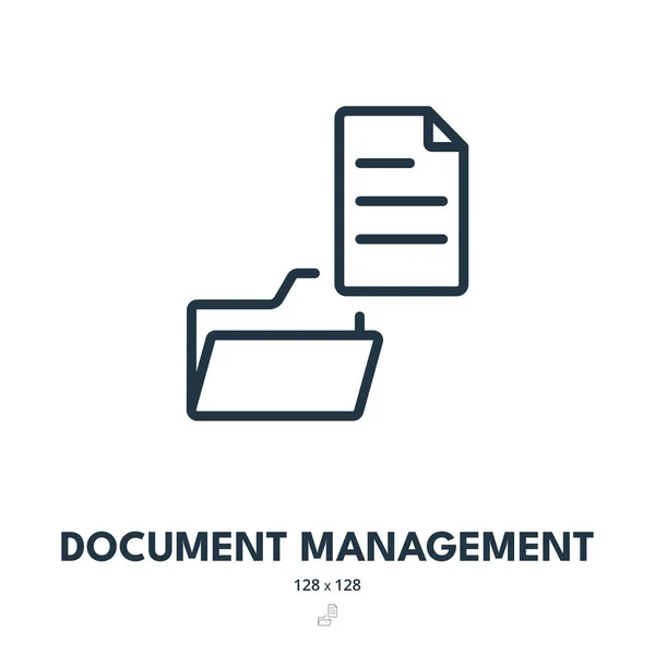 Ikona Zarządzania Dokumentami Archiwum Papierkowa Robota Przepływ Pracy Edytowalny Stroke — Wektor stockowy