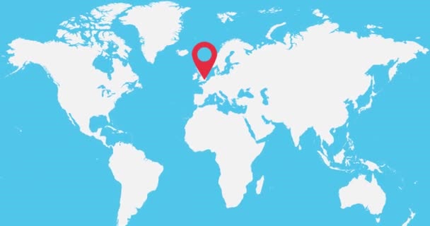 4K動画のワールドマップアニメーション ロンドンからシドニーへの飛行機 — ストック動画
