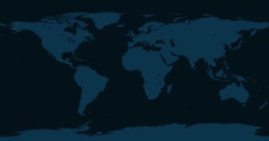 Dünya Haritası Cezayir 'e Yakınlaş. 4K Video 'da animasyon. Koyu Mavi Dünya Haritasında Beyaz Cezayir Bölgesi