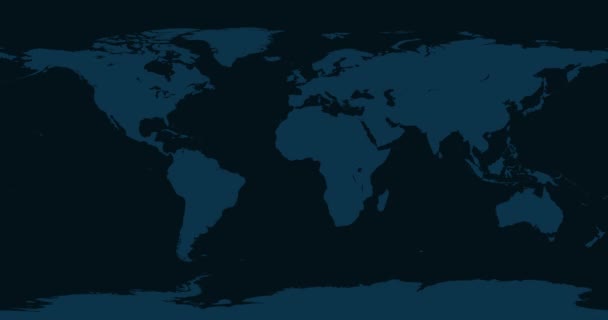 チリへの世界地図ズーム 4Kビデオでのアニメーション ホワイト ダーク ブルー ワールド マップ — ストック動画