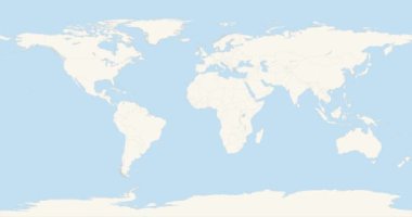 Dünya Haritası Avustralya 'ya Yakınlaş. 4K Video 'da animasyon. Mavi ve Beyaz Dünya Haritasında Yeşil Avustralya Bölgesi