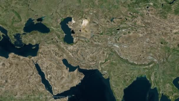 世界地図 イラン パキスタンのイランとパキスタン 1月16日と18日に相互攻撃の後に緊張が発生したイランとパキスタンの領土を強調 — ストック動画