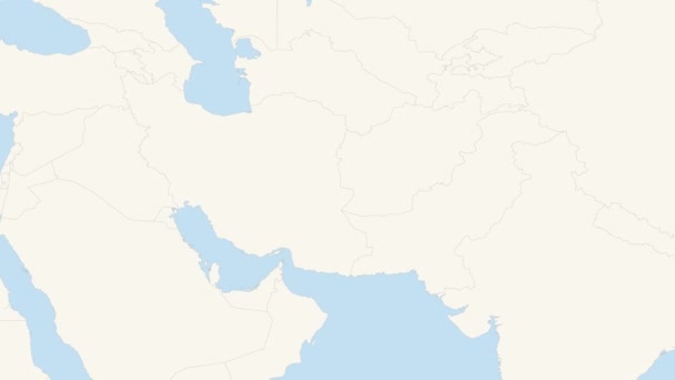 Mavi Beyaz Dünya Haritasında Ran Pakistan Yakınlaş Videoda Canlandırma — Stok video