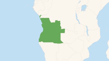 Beyaz ve Mavi Dünya Haritasında Yeşil Angola Bölgesi