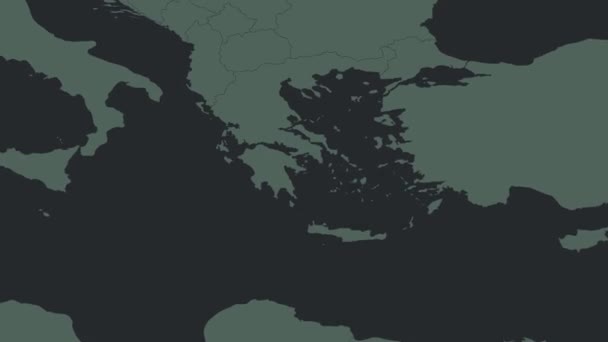 Zoom Atenas Mapa Mundo Animação Vídeo — Vídeo de Stock