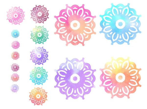 Illustration of a mandala in watercolor. One point of ethnic pattern.Change title