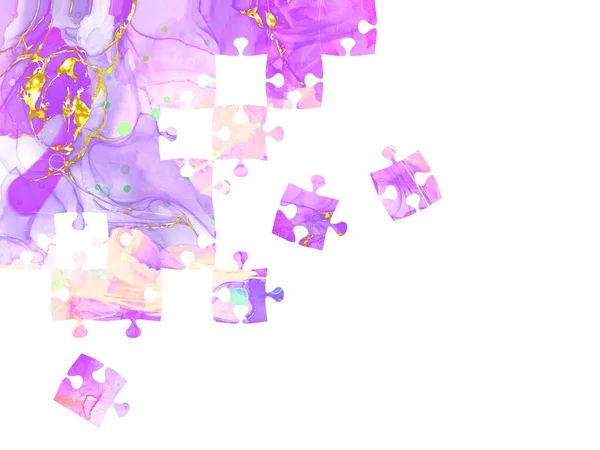 Alcohol ink art puzzle. Marble-like illustration.