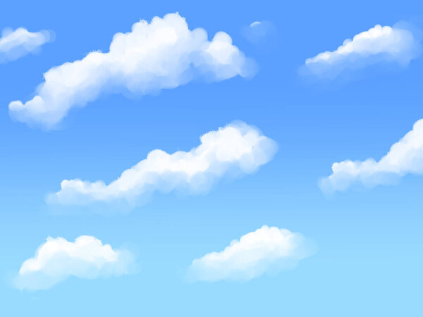 clouds in the blue sky.