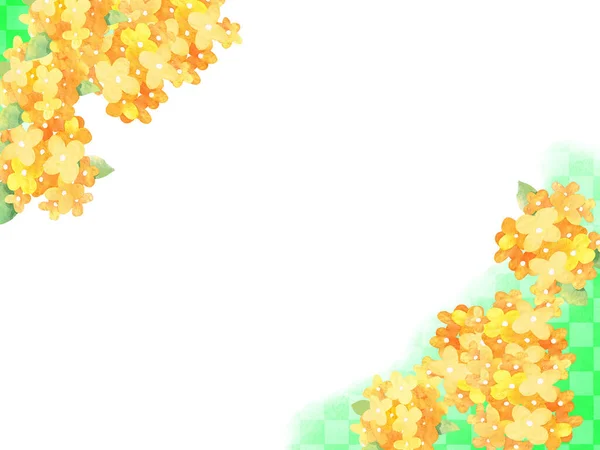 Altın osmanthus duvar kağıdı, çerçeve. Suluboya resim.