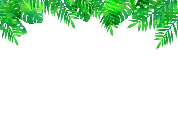 Tropik bitki örtüsü, çerçeve. Suluboya resim.